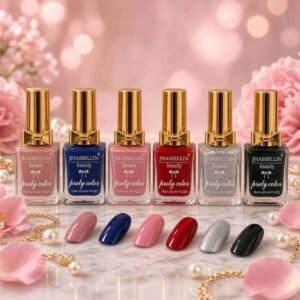 Esmaltes para Uñas con Tapa Dorada y Moño