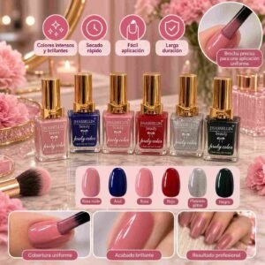 Esmaltes para Uñas con Tapa Dorada y Moño - Imagen 2